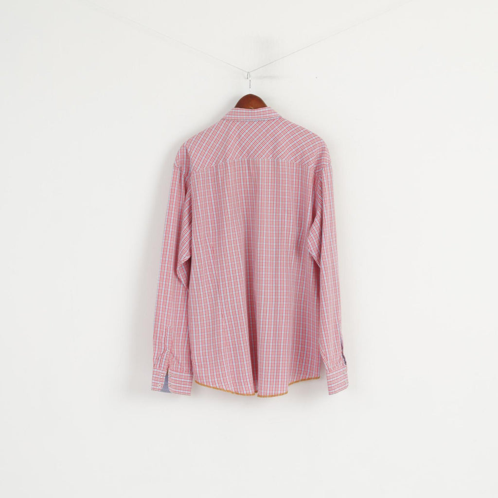 Huberman's Men XXXL Casual Shirt Pink Check College Couture Long Sleeve Top