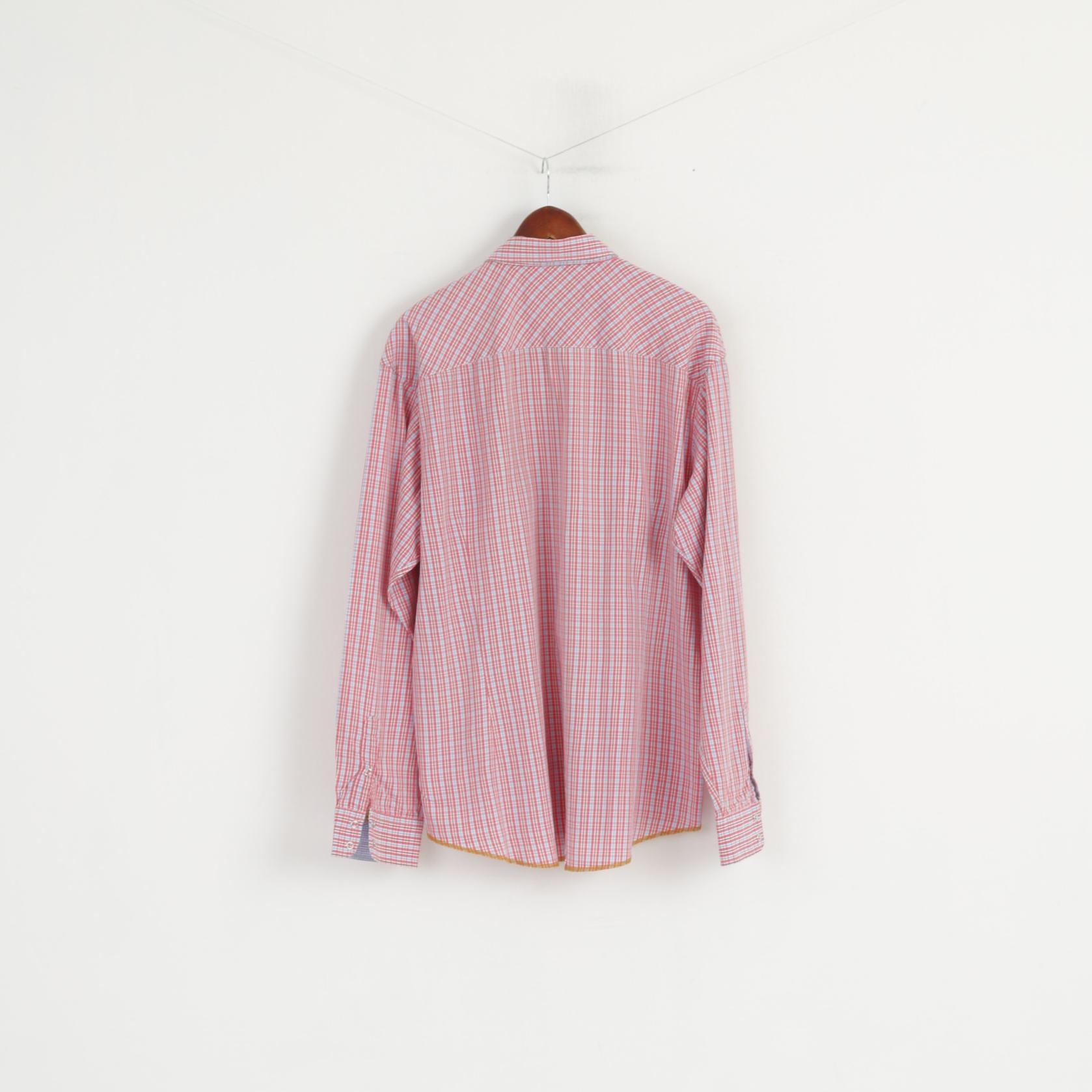 Huberman's Men XXXL Casual Shirt Pink Check College Couture Long Sleeve Top