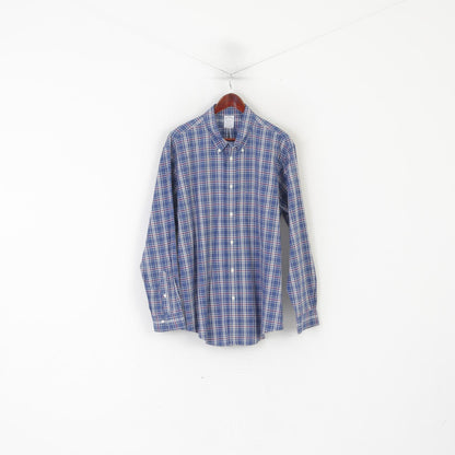Brooks Brothers Men XL Casual Shirt Blue Check Cotton Regent Non Iron Long Sleeve Top