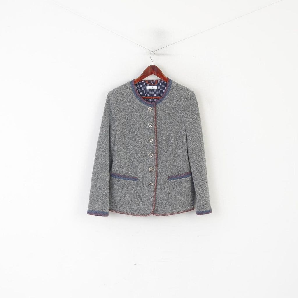 Peter Hahn Women 42 16 L Cardigan Gray Wool Vintage Pockets Casual Sweater