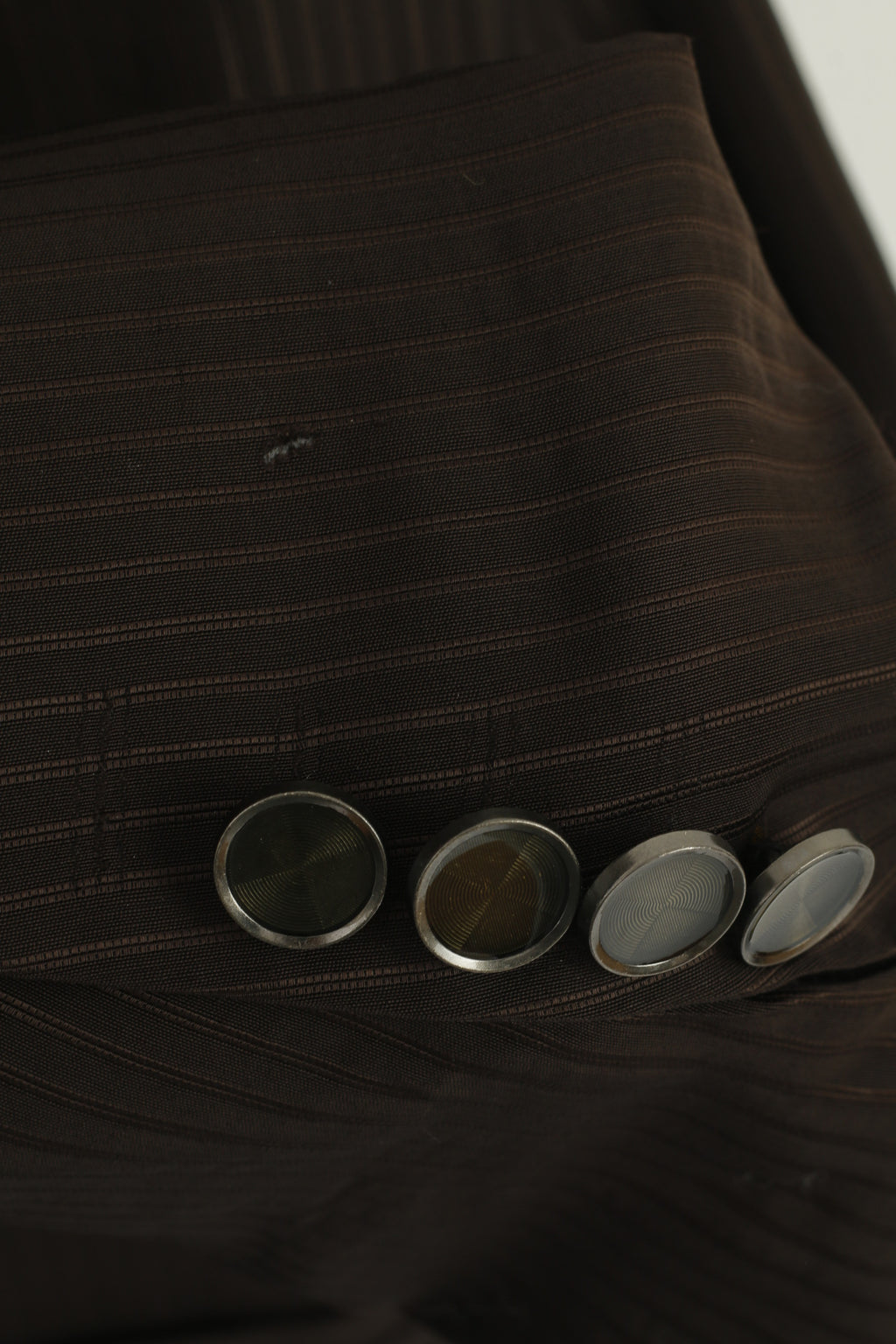 Wilvorst Men 56 46 Blazer Brown Wool Striped Shiny Long Single Breasted Jacket