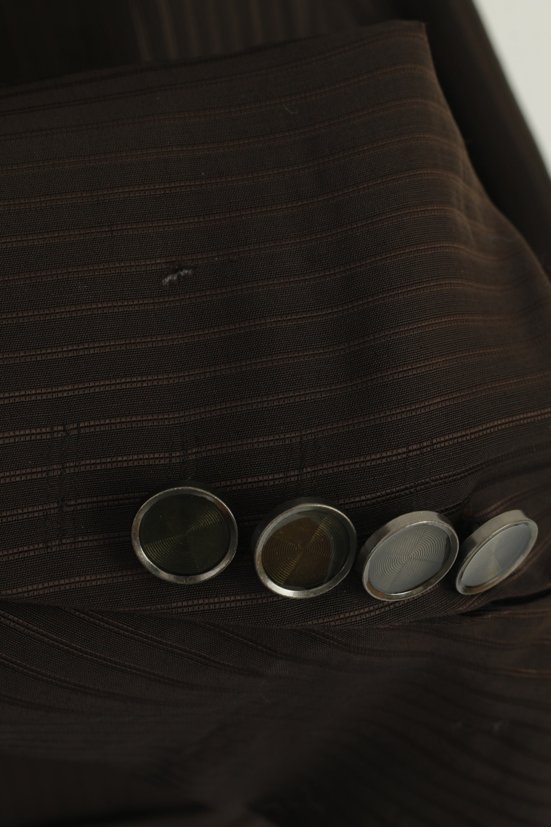 Wilvorst Men 56 46 Blazer Brown Wool Striped Shiny Long Single Breasted Jacket