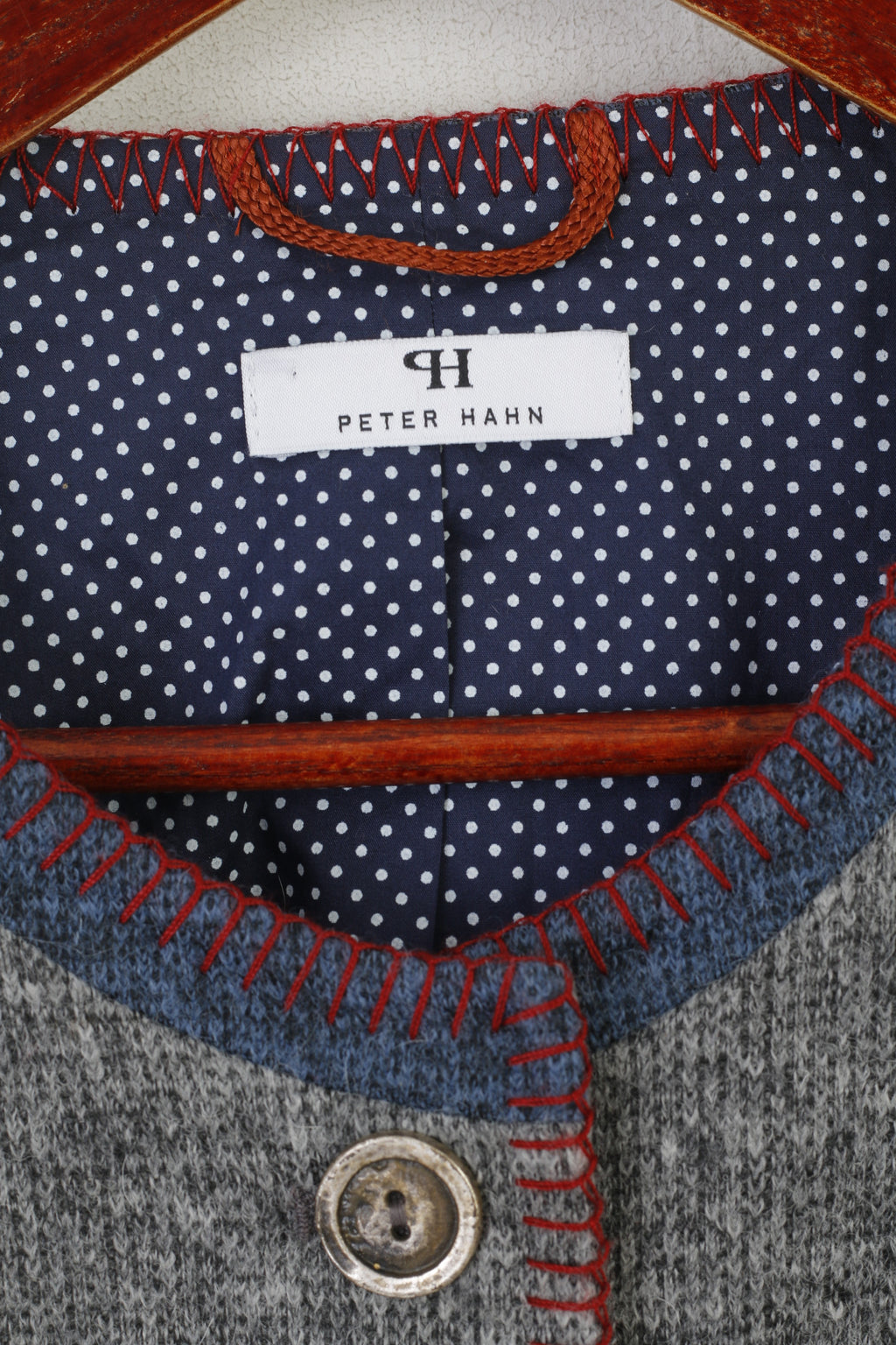 Peter Hahn Women 42 16 L Cardigan Gray Wool Vintage Pockets Casual Sweater