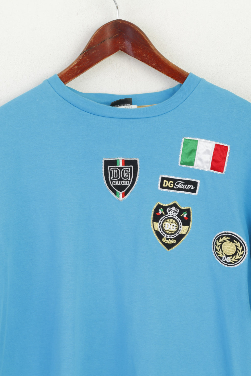 Dolce &amp; Gabbana Femmes XL Chemise Bleu Coton Vintage Ras Du Cou Italie Top