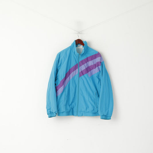 The Flagship Men L Jacket Turquoise Festival Bomber Full Zipper rétro Survêtement Top