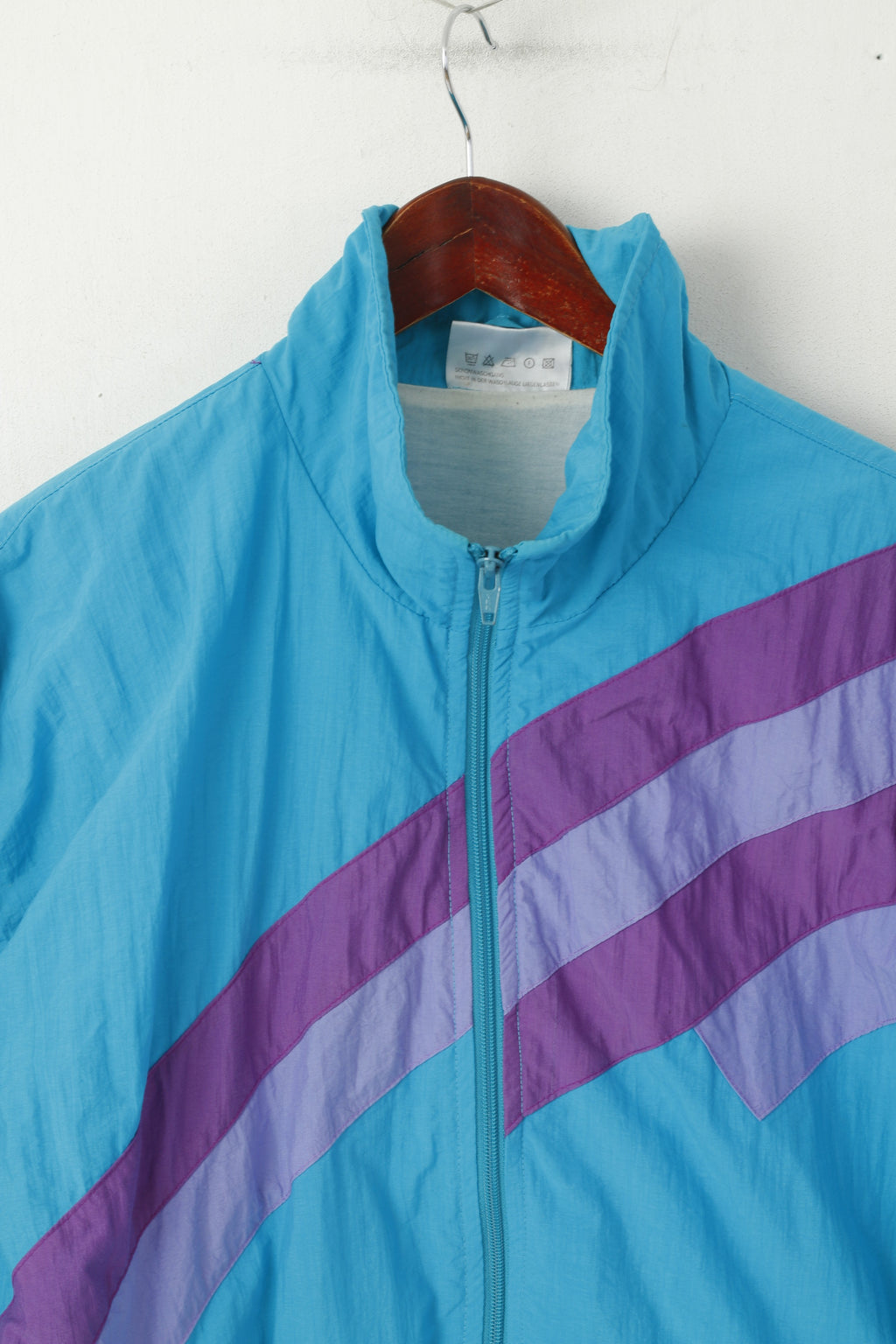 The Flagship Men L Jacket Turquoise Festival Bomber Full Zipper rétro Survêtement Top