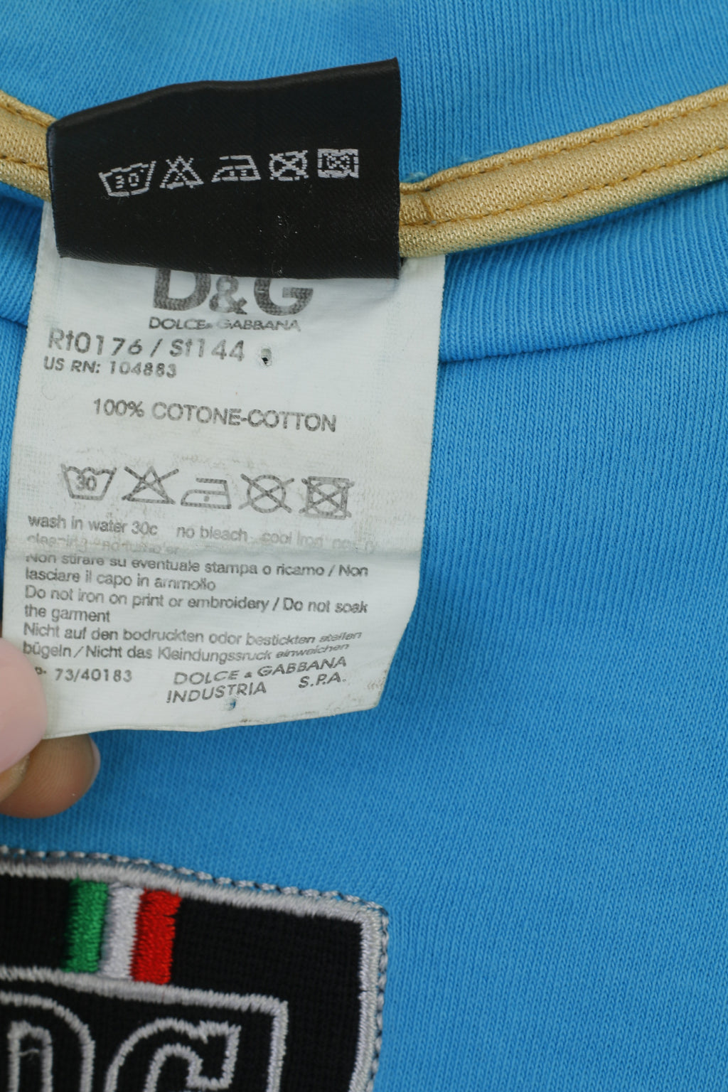 Dolce &amp; Gabbana Femmes XL Chemise Bleu Coton Vintage Ras Du Cou Italie Top