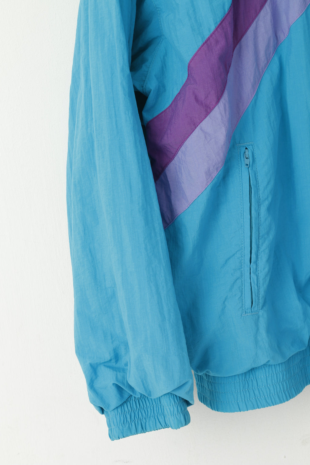 The Flagship Men L Jacket Turquoise Festival Bomber Full Zipper rétro Survêtement Top