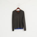 Hugo Boss Men M Jumper Green Cotton V Neck Classic Stretch Soft Sweater