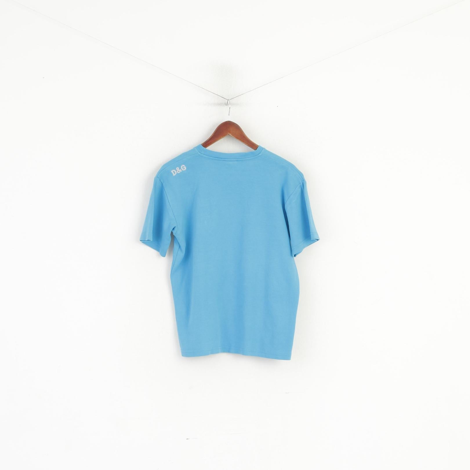 Dolce &amp; Gabbana Femmes XL Chemise Bleu Coton Vintage Ras Du Cou Italie Top