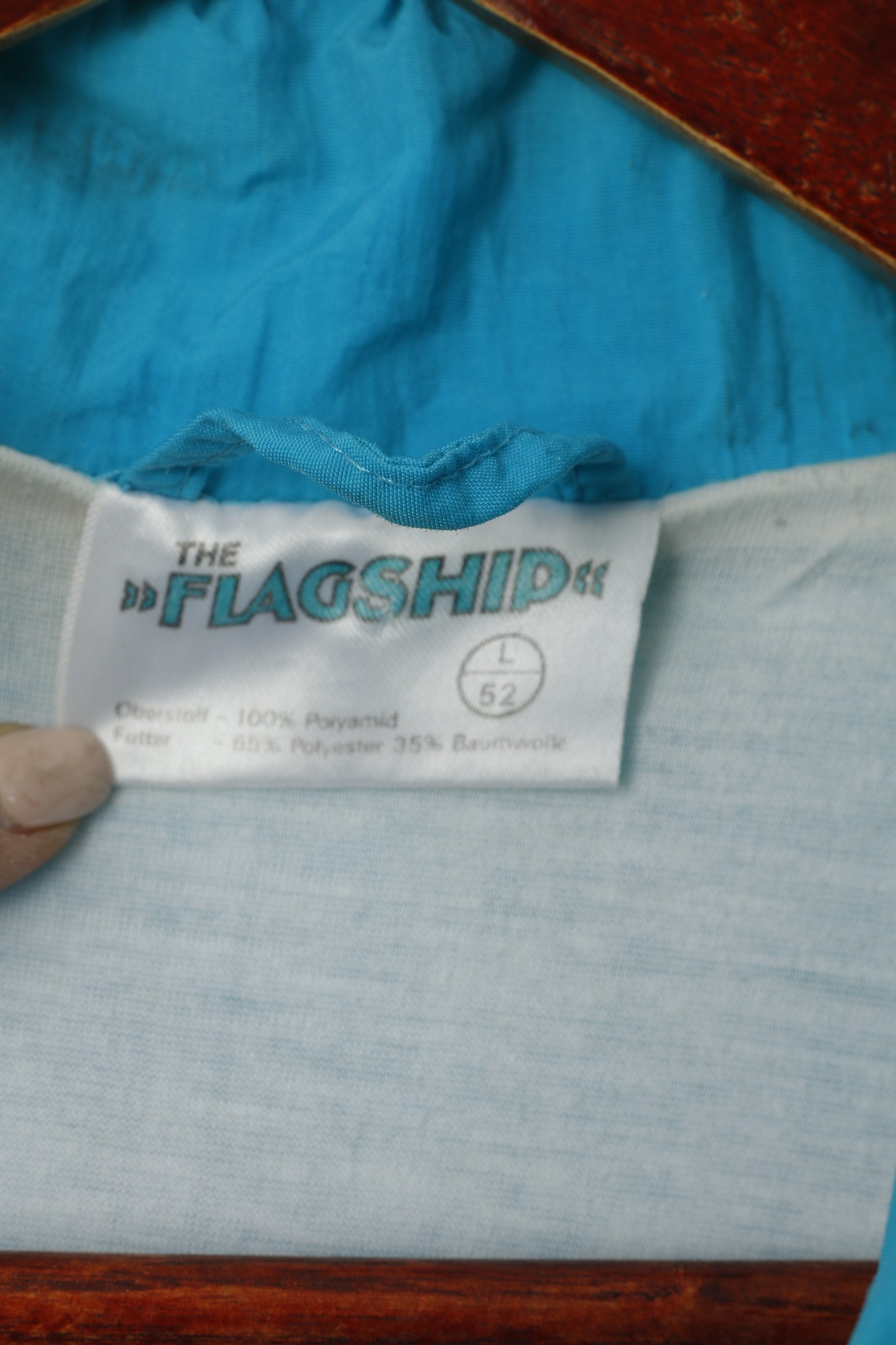 The Flagship Men L Jacket Turquoise Festival Bomber Full Zipper rétro Survêtement Top