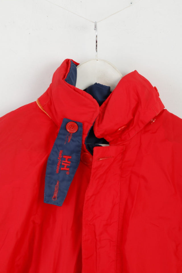 Helly Hansen Mens M Jacket Navy Red Double Sided Sailing Padded Hidden Hood