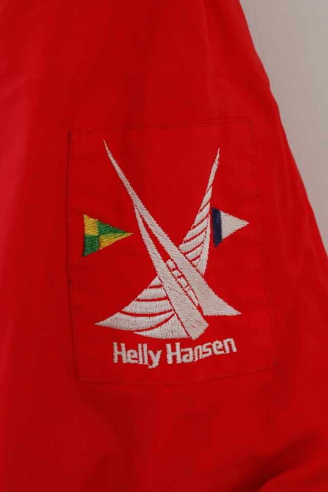 Helly Hansen Mens M Jacket Navy Red Double Sided Sailing Padded Hidden Hood