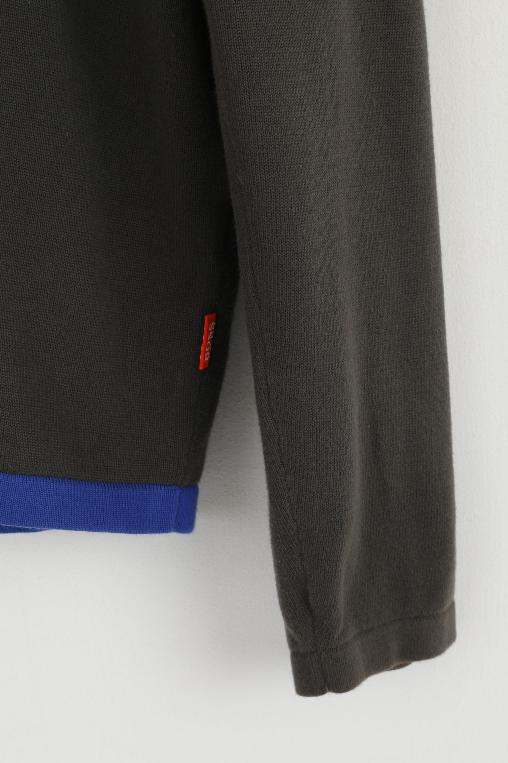 Hugo Boss Uomo M Maglione in cotone verde con scollo a V classico maglione elasticizzato morbido