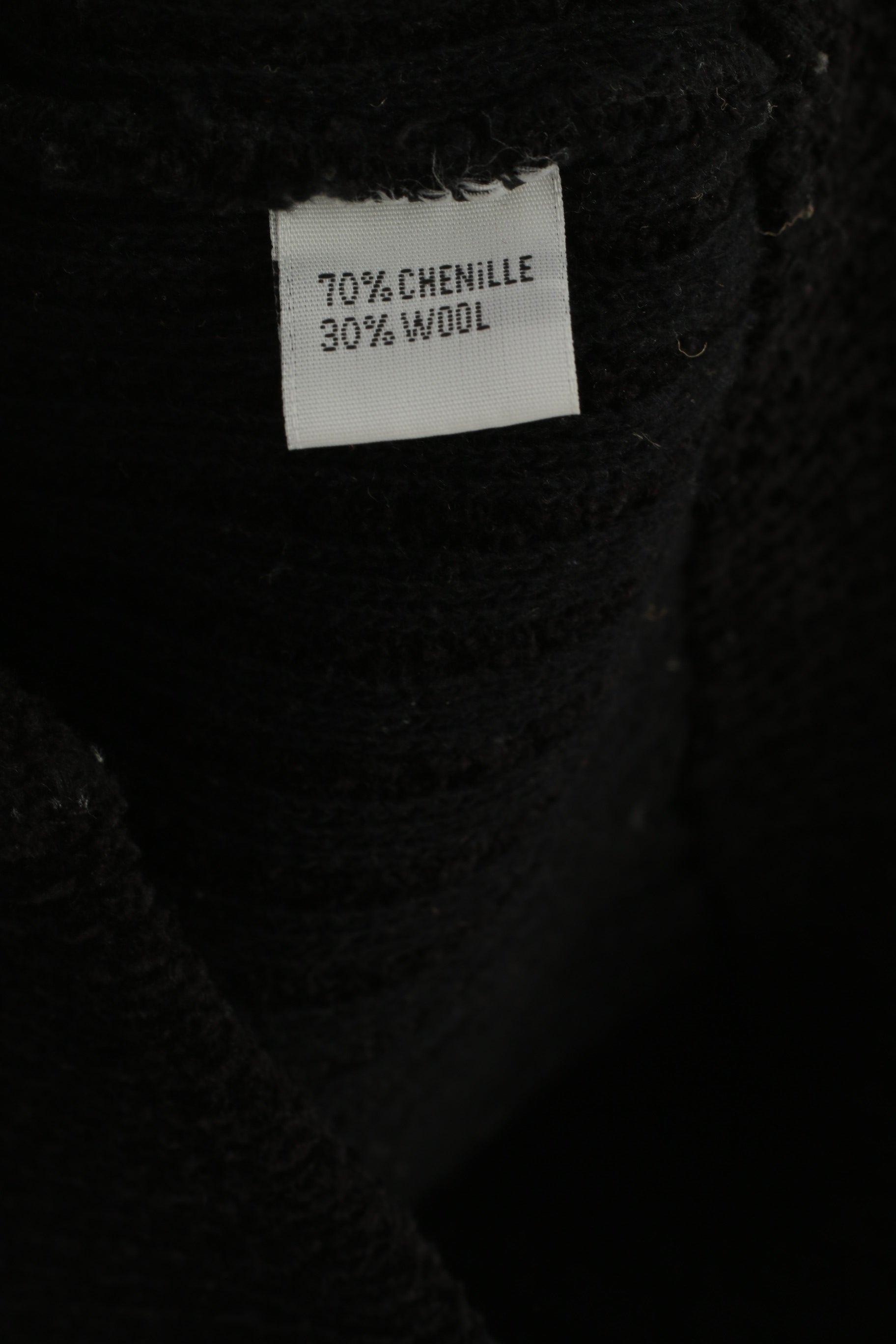 Nihat Trico CNR Men L Cardigan Black Chenille Wool Full Zipper Vintage Sweater