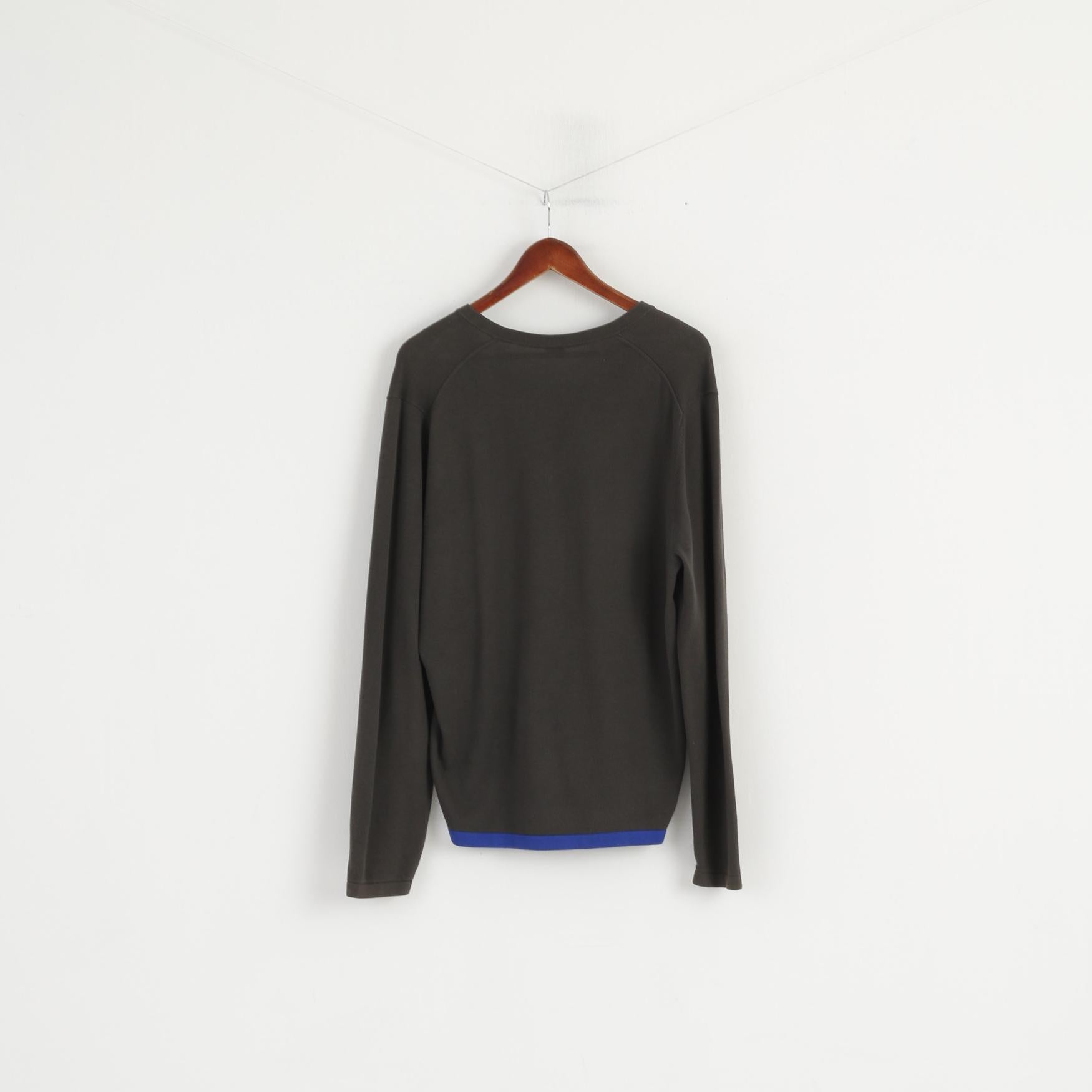 Hugo Boss Uomo M Maglione in cotone verde con scollo a V classico maglione elasticizzato morbido