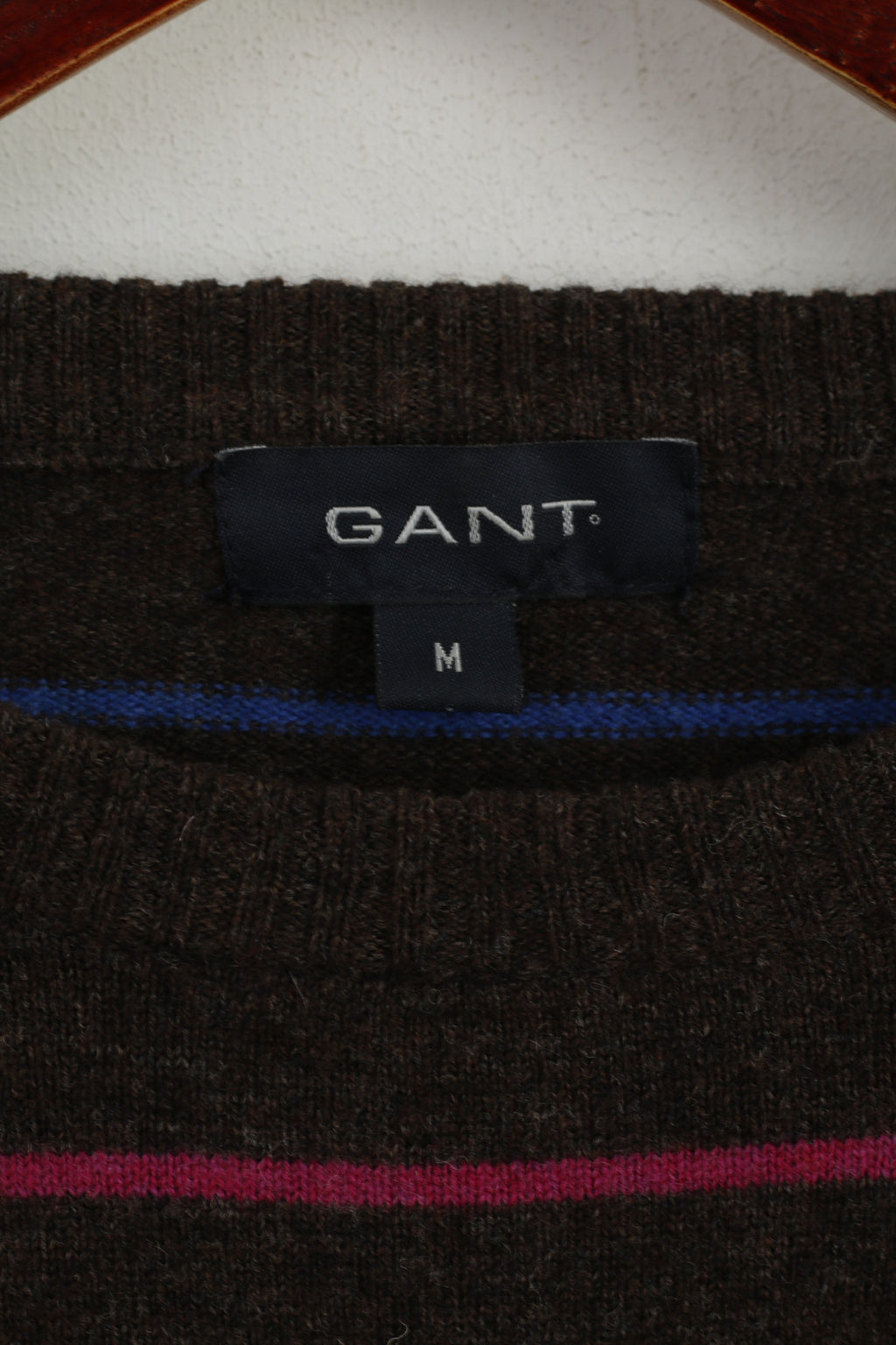 GANT Maglione da donna M Maglione girocollo in lana a righe marrone morbido