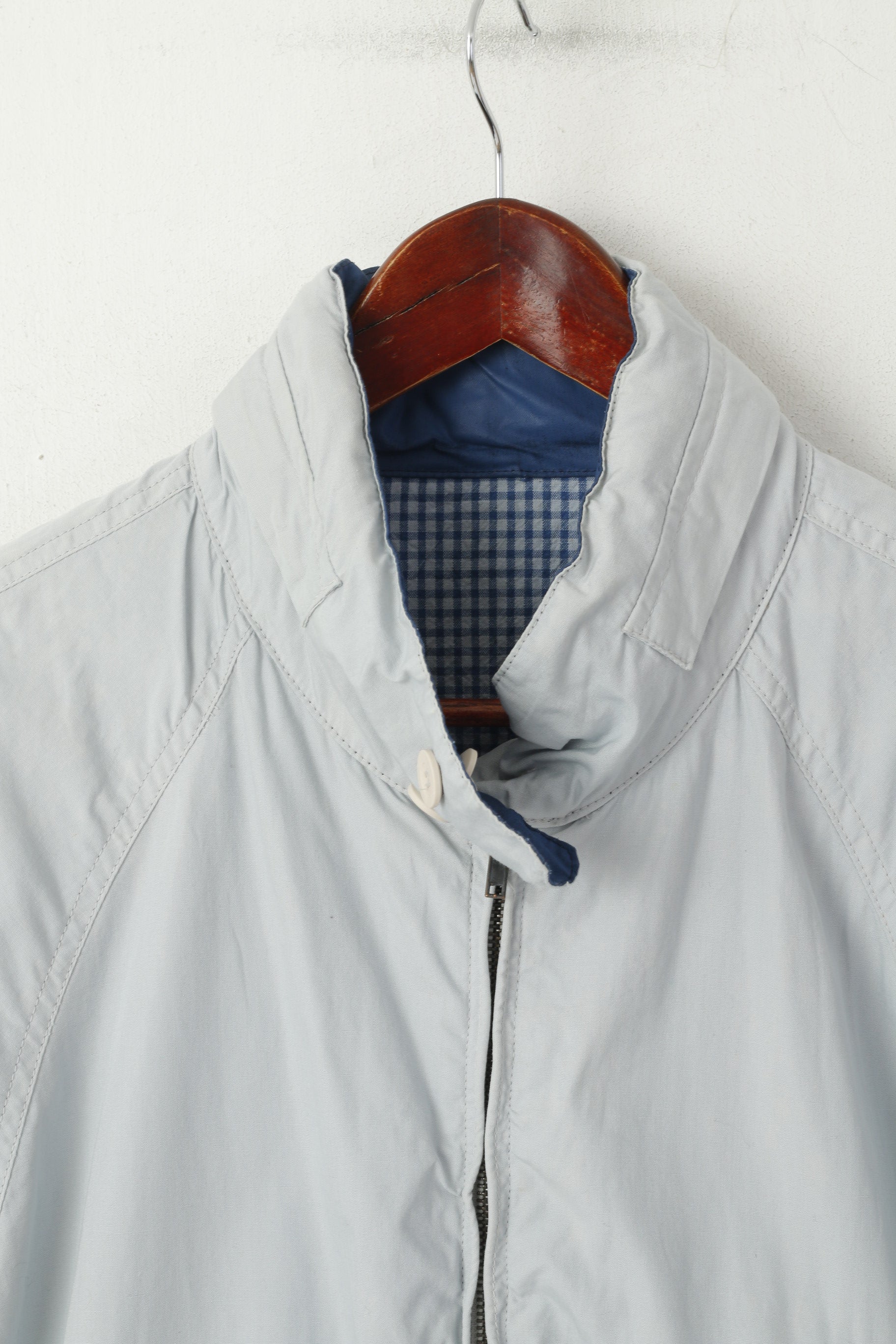 Marlboro Classics Hommes 54 L Veste Gris Bleu Double Face Coton Capuche Cachée Bomber Top