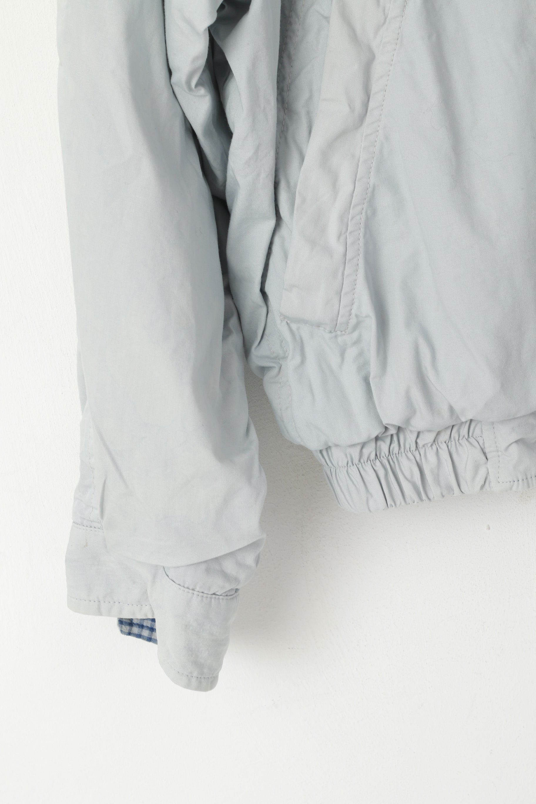 Marlboro Classics Hommes 54 L Veste Gris Bleu Double Face Coton Capuche Cachée Bomber Top