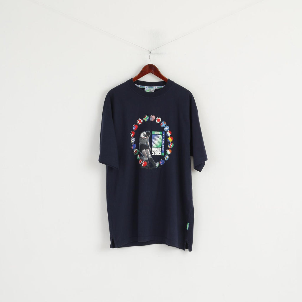 Coper Men XXL T-Shirt Navy Rugby World Cup 2003 Official IRB Australia Top