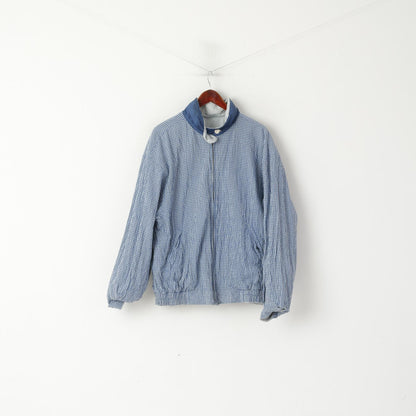 Marlboro Classics Men 54 L Jacket Grey Blue Two-Sided Cotton Hidden Hood Bomber Top
