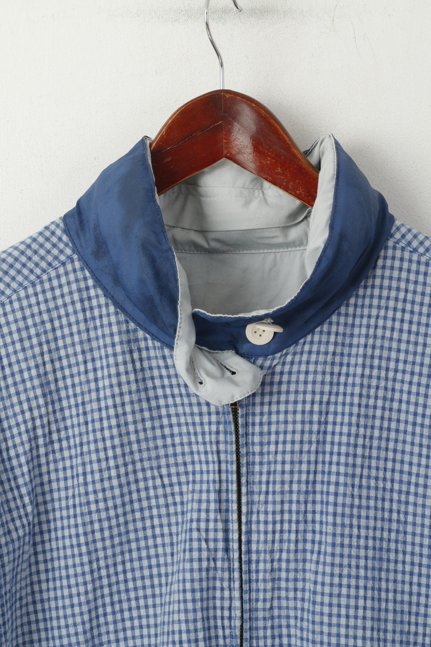 Marlboro Classics Men 54 L Jacket Grey Blue Two-Sided Cotton Hidden Hood Bomber Top