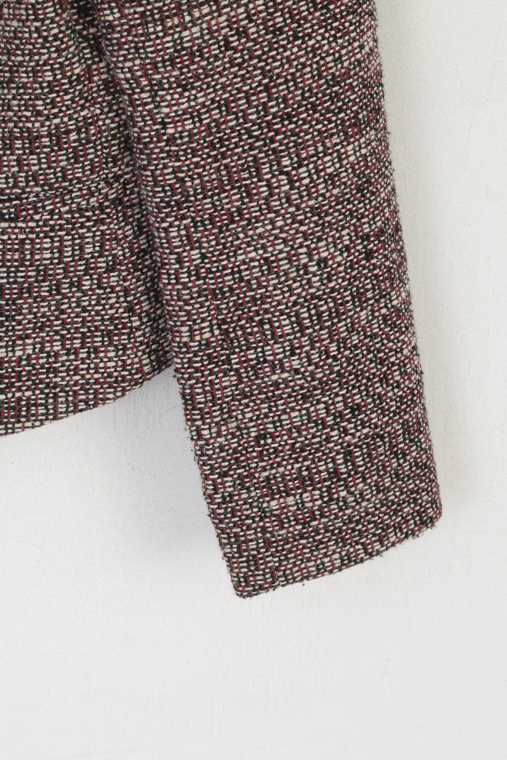 Giacca Hugo Boss da donna 8 12 S Giacca con cerniera bordata in tweed bouclé nero marrone