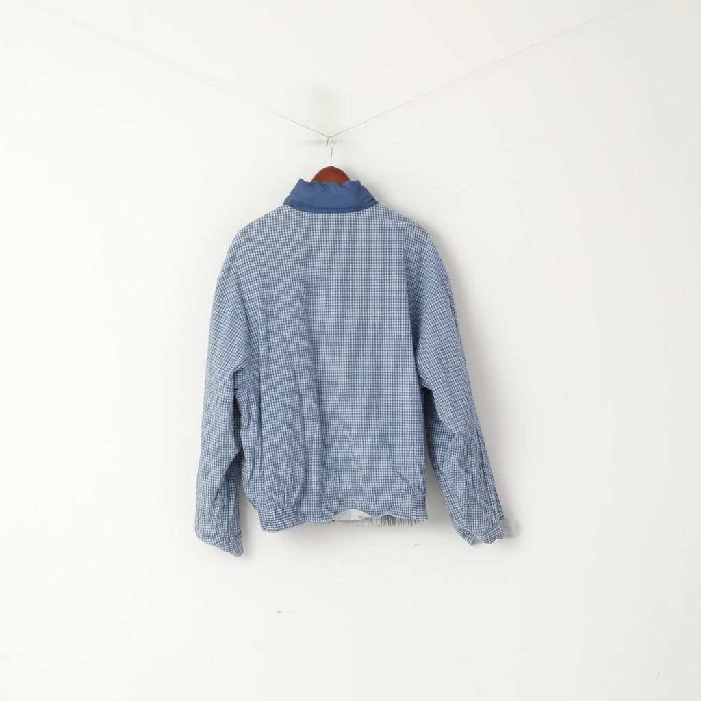 Marlboro Classics Hommes 54 L Veste Gris Bleu Double Face Coton Capuche Cachée Bomber Top