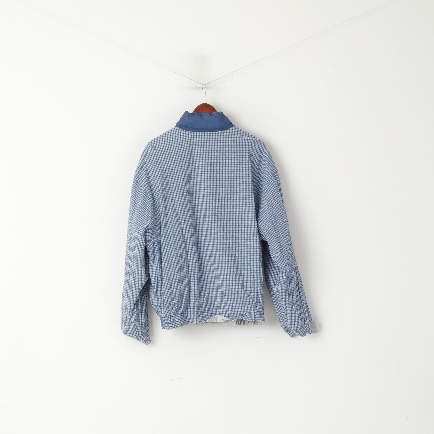 Marlboro Classics Hommes 54 L Veste Gris Bleu Double Face Coton Capuche Cachée Bomber Top