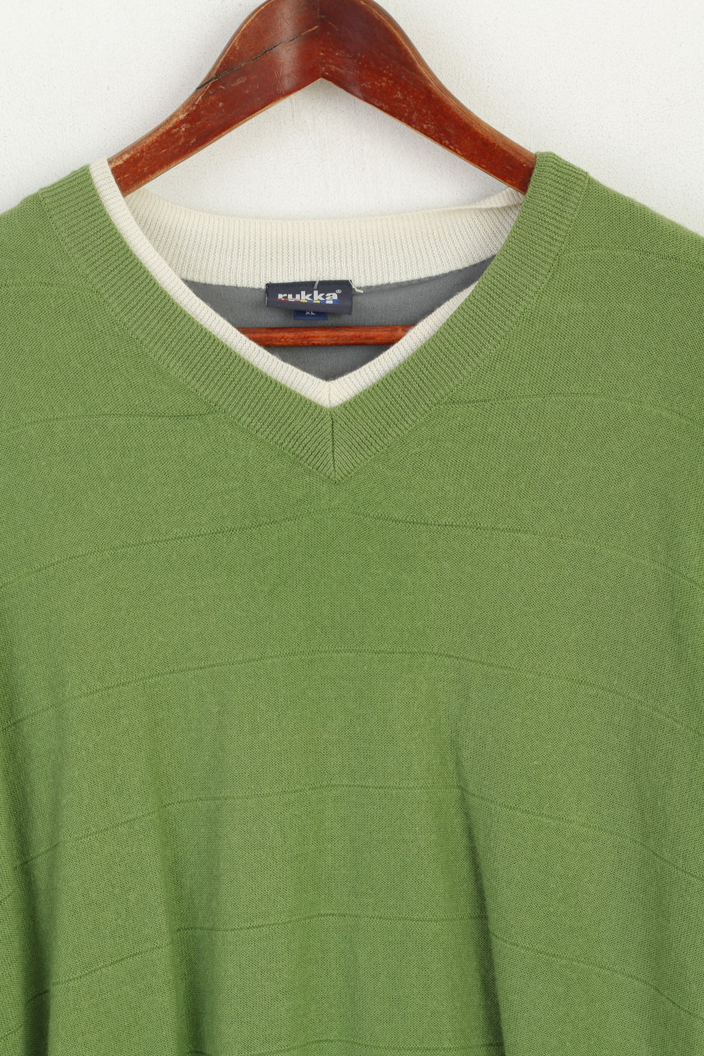 Rukka Men 54 XL (L) Jumper Green Wool Lined Outdoor V Neck Sweater