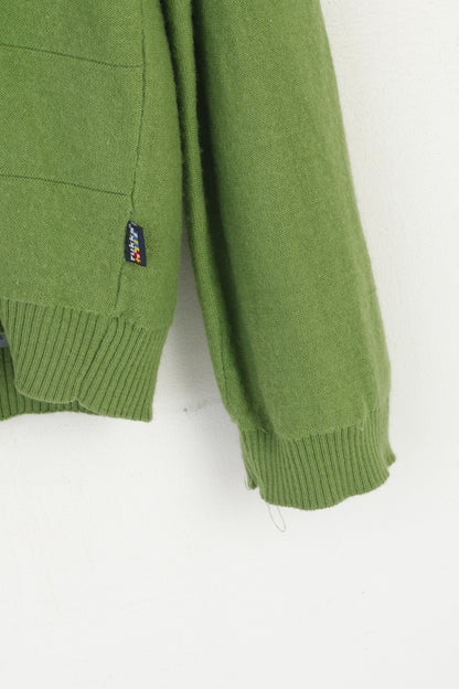 Rukka Men 54 XL (L) Jumper Green Wool Lined Outdoor V Neck Sweater