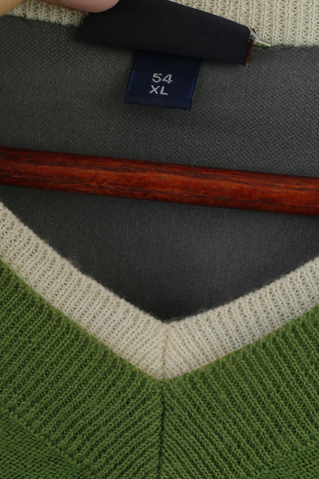 Rukka Men 54 XL (L) Jumper Green Wool Lined Outdoor V Neck Sweater