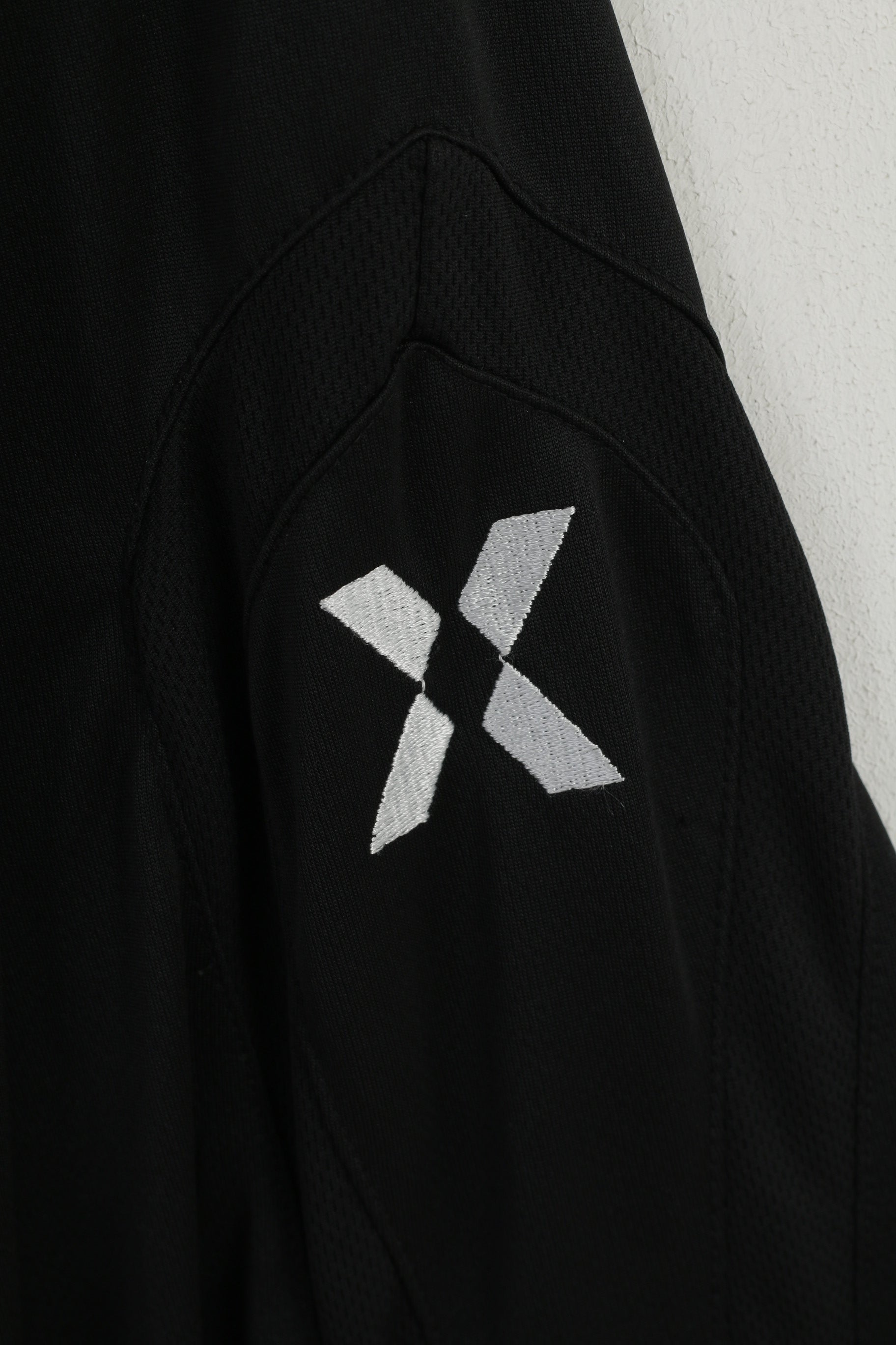 Umbro Men L (M) Polo Shirt Black Shiny Football Long Sleeve Activewear Fit Top