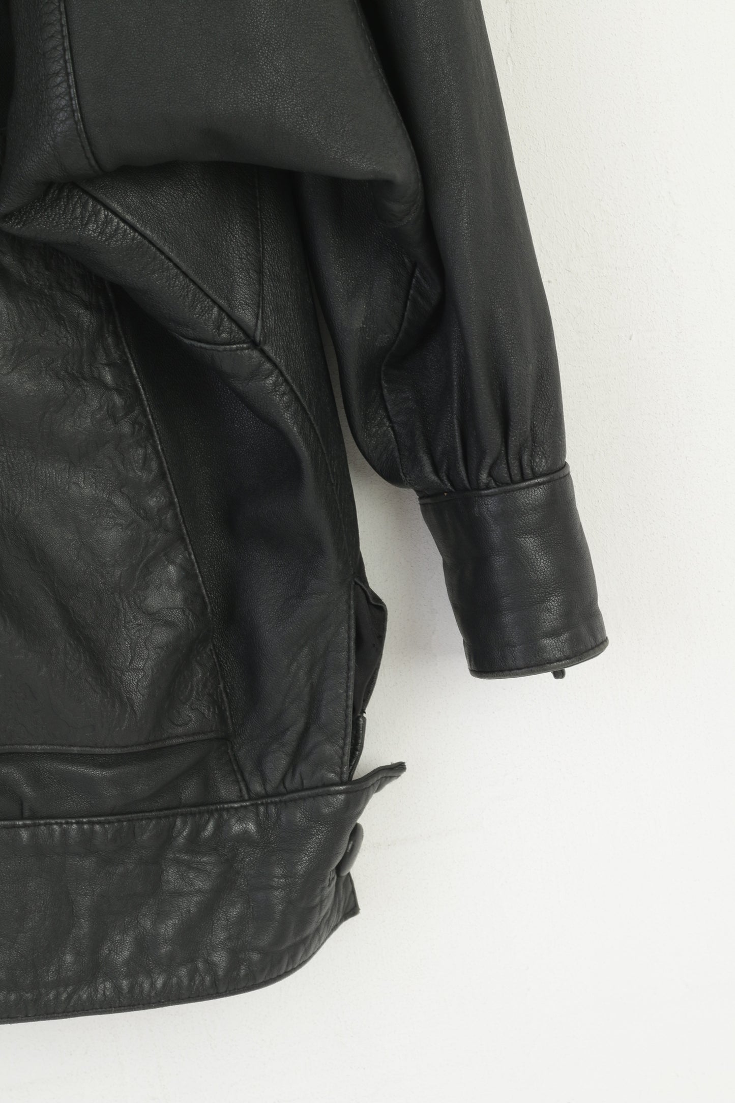 Bufala Moda Womens M Jacket Black Vintage Bomber Bat Sleeve Single Breasted Top