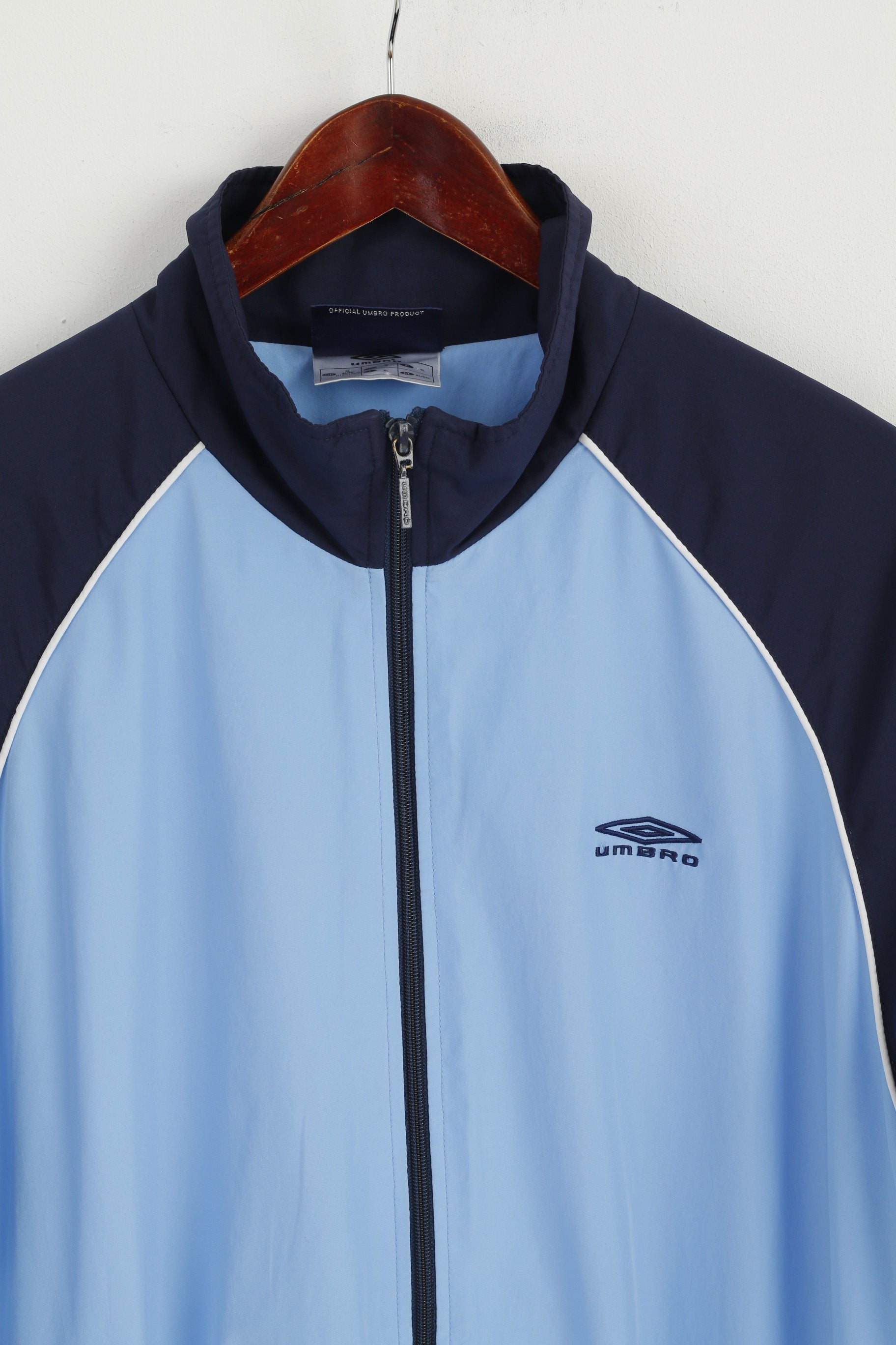 Giacca Umbro da uomo XL Bomber leggero da allenamento blu con cerniera intera