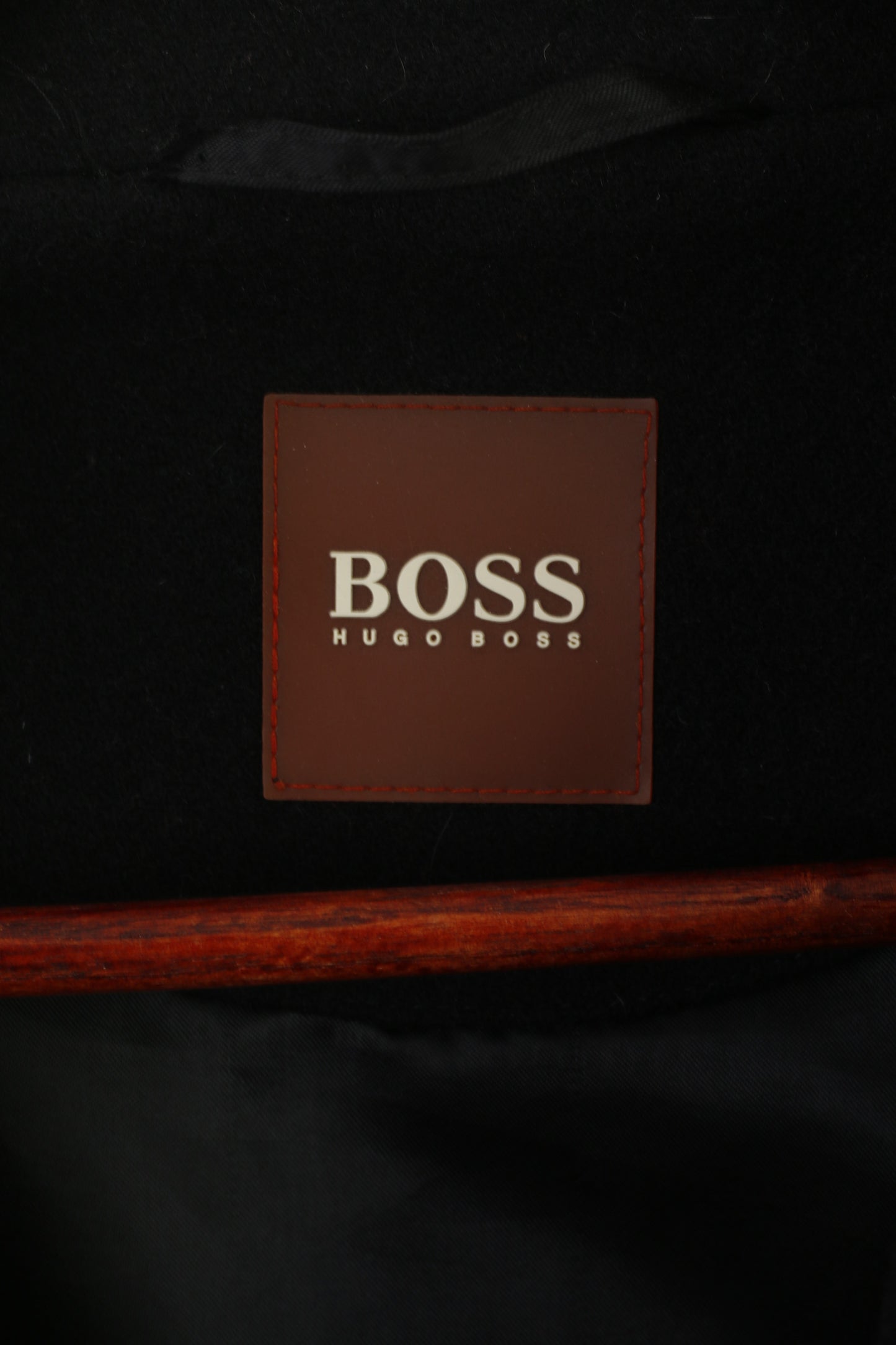 Hugo Boss Men 56 XL Coat Black Wool Ottots Vintage Double Breasted Classic Top