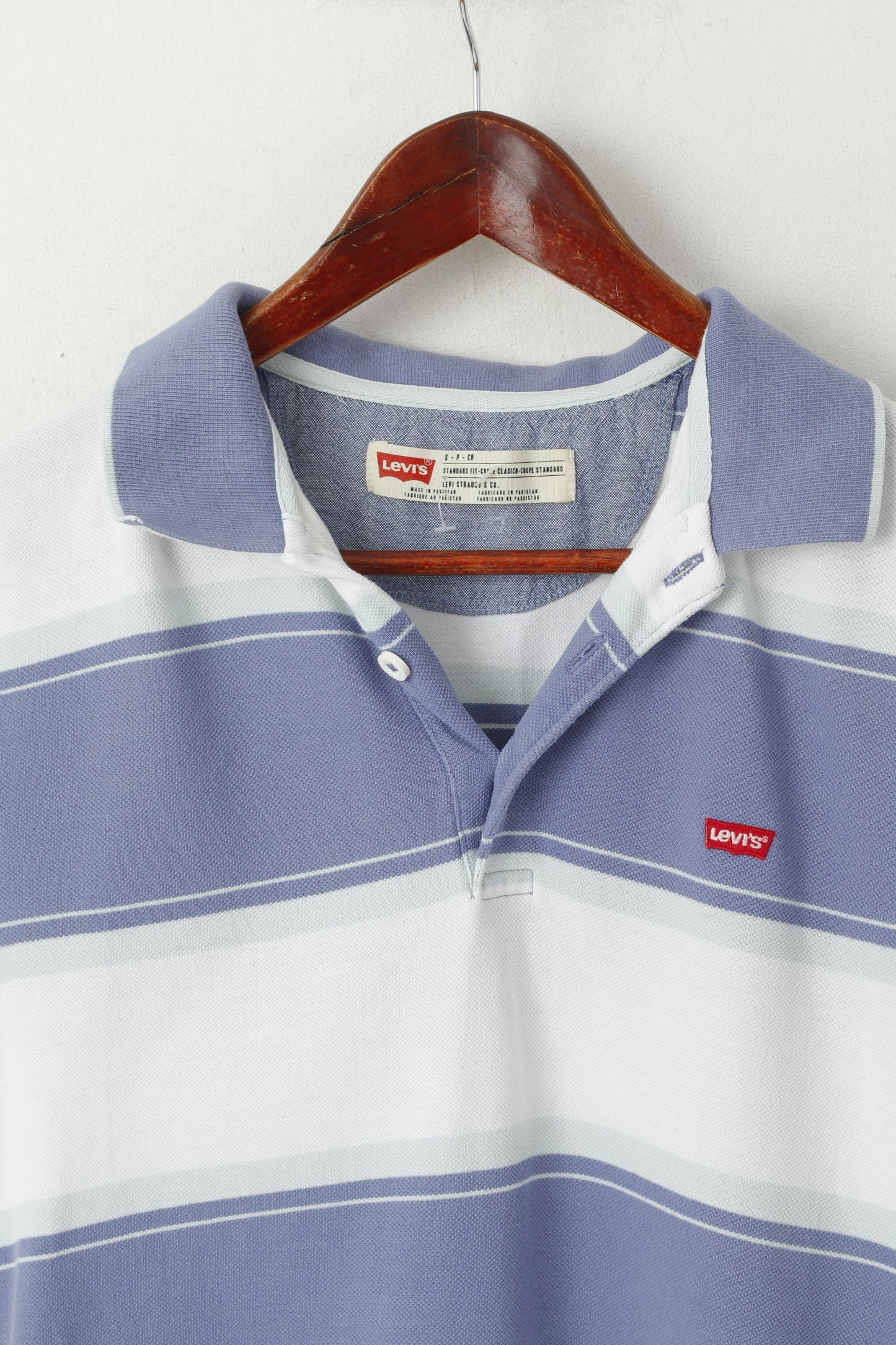 Levi's Men S Polo Shirt Violet Striped Short Sleeve Cotton Standard Fit Top