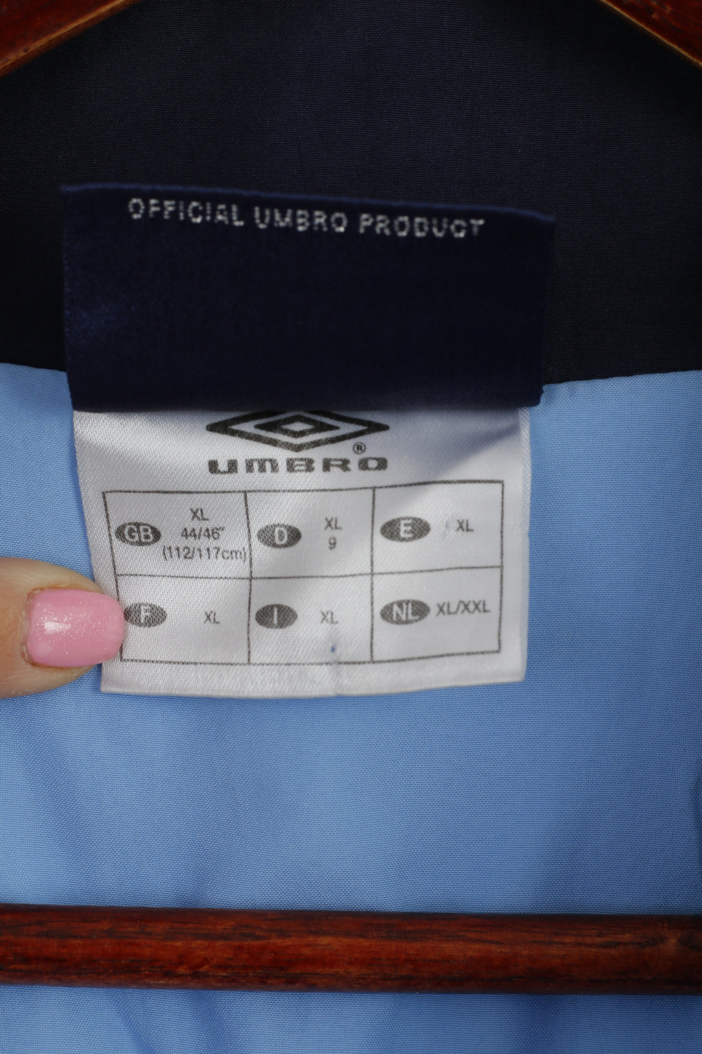 Giacca Umbro da uomo XL Bomber leggero da allenamento blu con cerniera intera