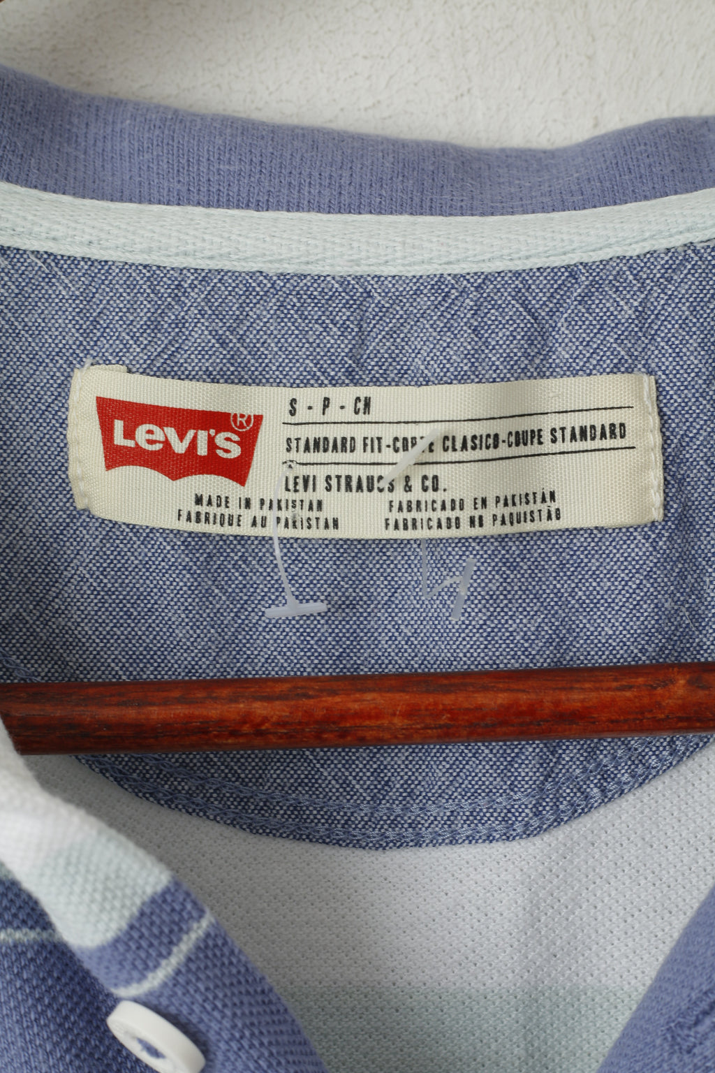 Levi's Homme S Polo Violet Rayé Manches Courtes Coton Standard Fit Top