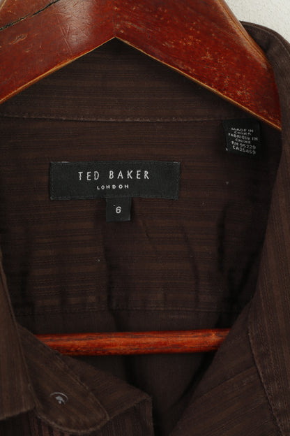 Ted Baker London Camicia casual da uomo 6 XL Manica lunga in cotone a righe lucide marroni