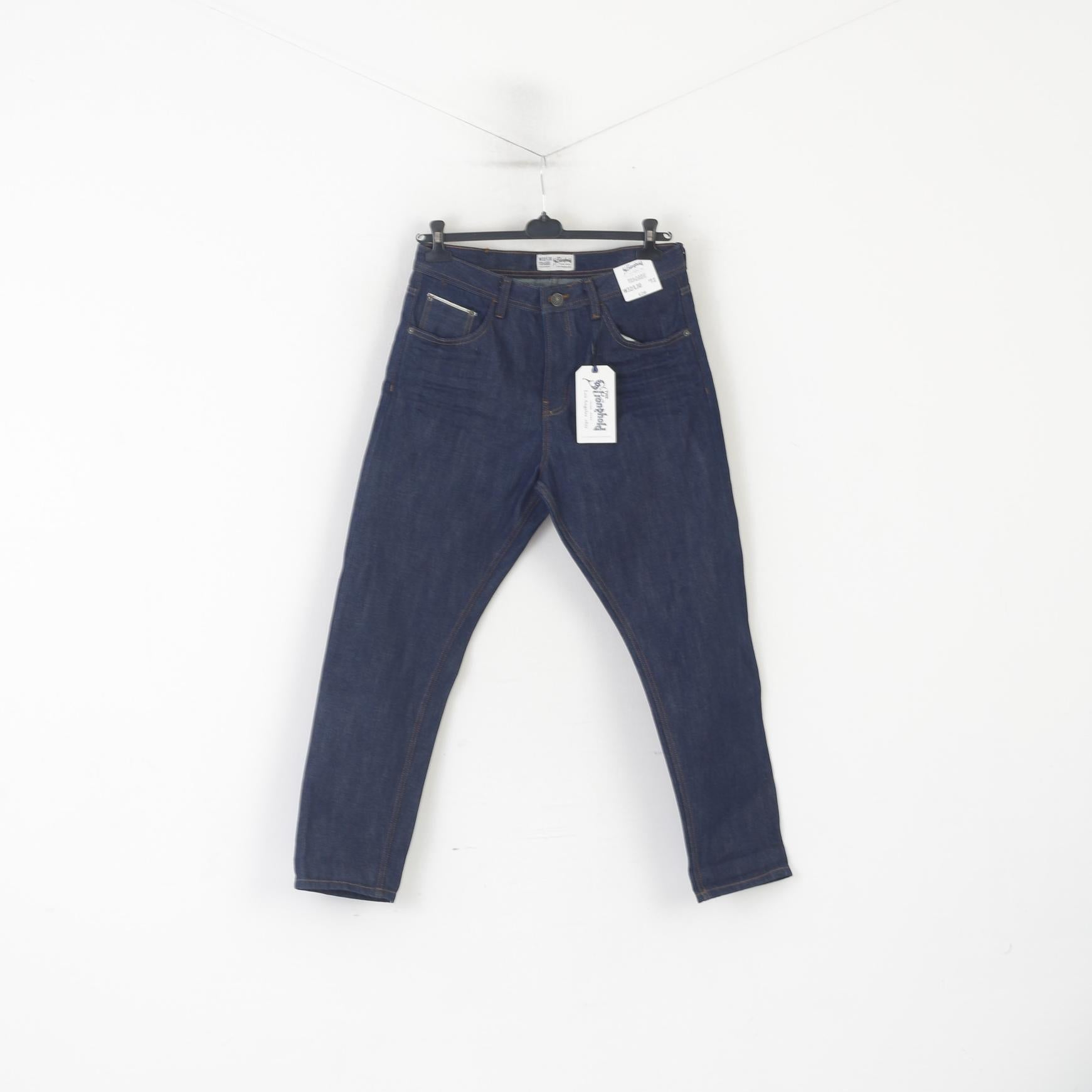 Nouveau The Stronghold Men 32 pantalon jean bleu marine pantalon en jean fuselé décontracté