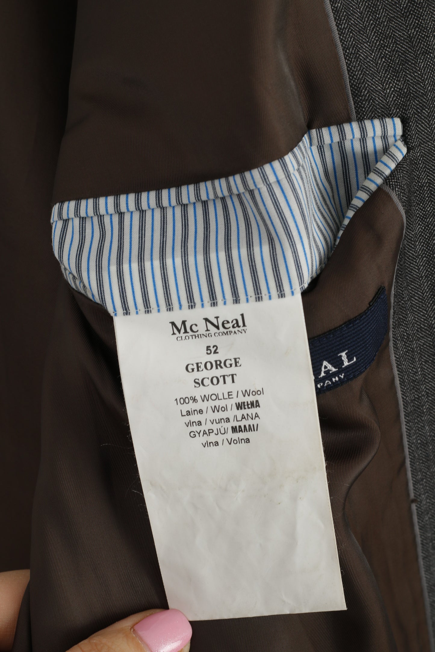 Mc Neal Men 52 42 Blazer Grey 100% Wool George Scott Single Breasted Jacket