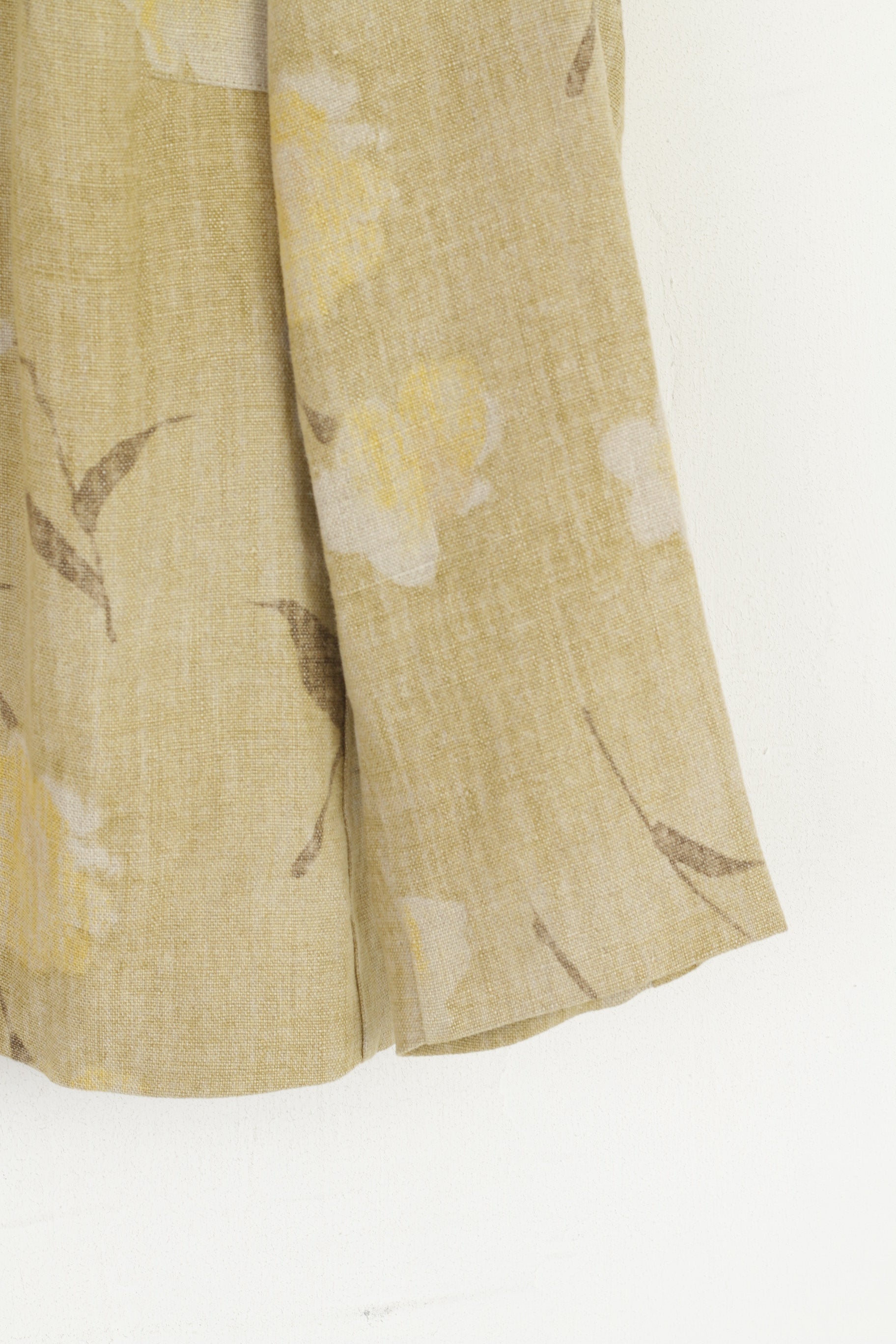 Mac Scott Blazer XL da donna Verde 100% lino con spalline floreali Top con zip intera retrò