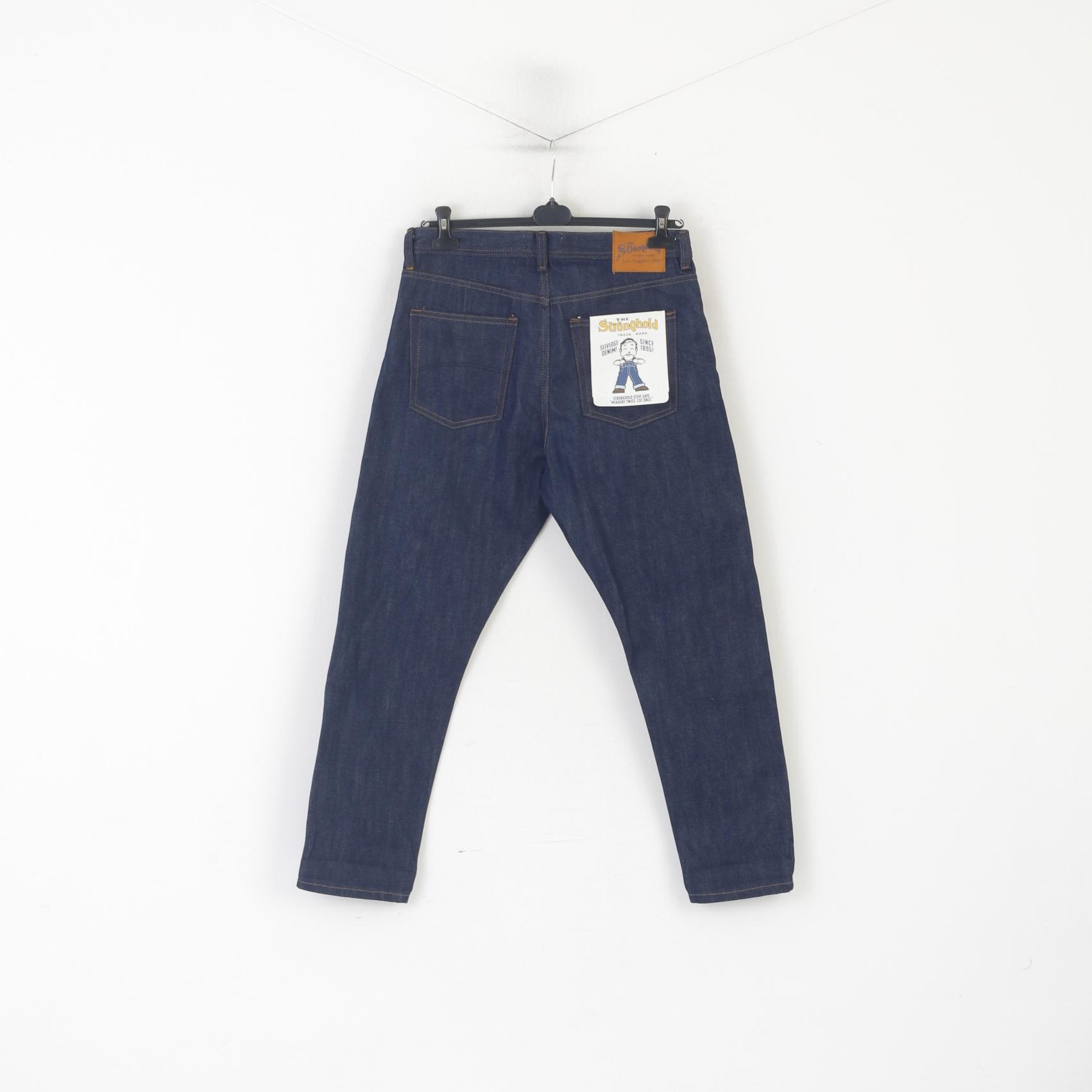 Nouveau The Stronghold Men 32 pantalon jean bleu marine pantalon en jean fuselé décontracté