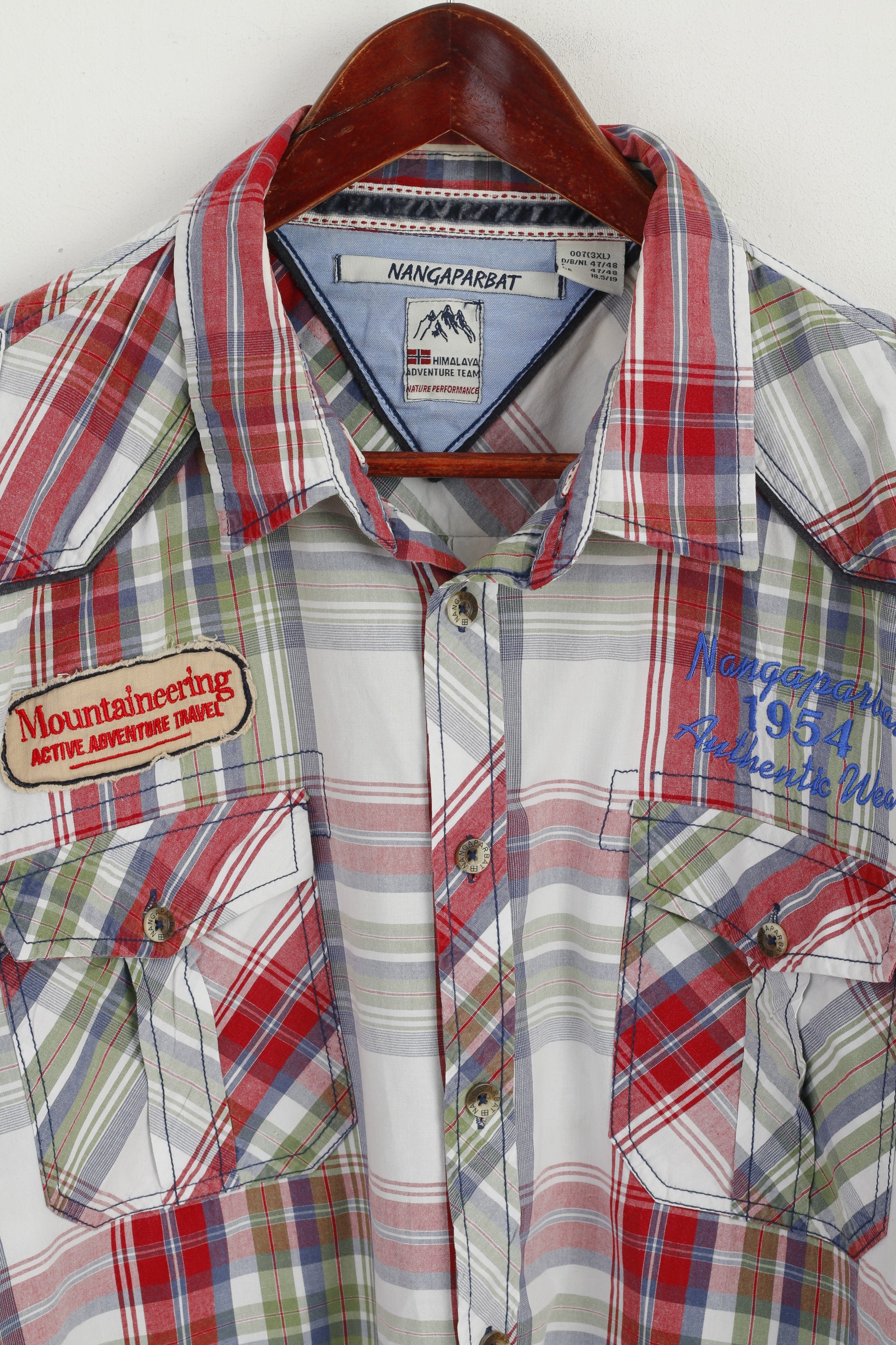 Nangaparbat Men 3XL Casual Shirt Multi Check Himalaya Adventure Long Sleeve Top