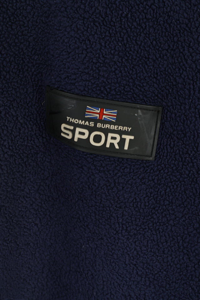 Thomas Burberry SPORT Mens L Fleece Top Navy Blue Vintage Sweatshirt Top