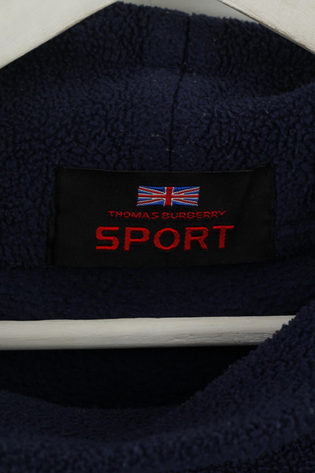 Thomas Burberry SPORT Mens L Fleece Top Navy Blue Vintage Sweatshirt Top