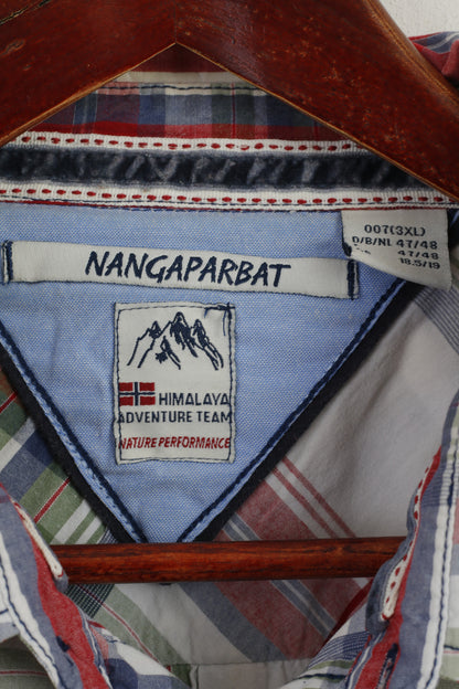 Nangaparbat Camicia casual da uomo 3XL a quadri multipli Himalaya Adventure Top a maniche lunghe