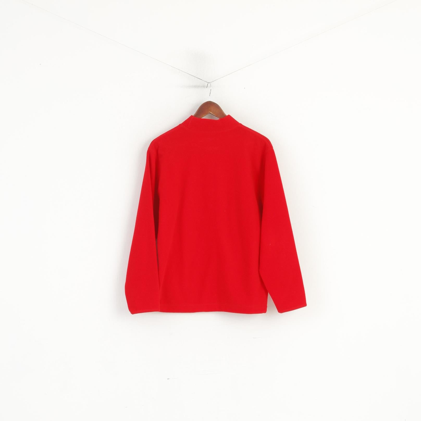 Champion Women L Fleece Top Red Vintage Stand Up Collar Sportswear Sweatshirt