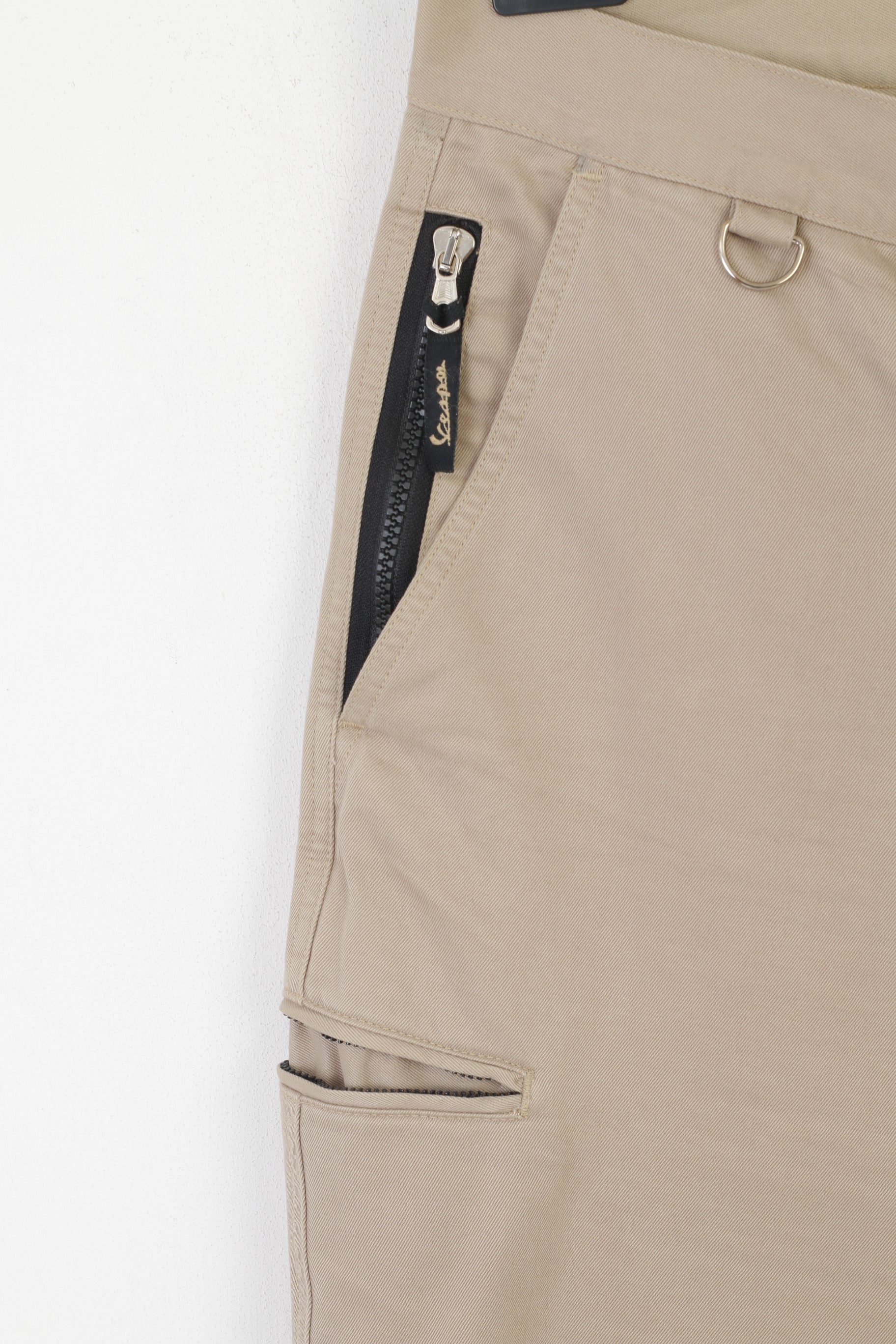 Vespa Homme 36 52 Pantalon Beige 100% Coton Jambe Droite Pantalon Classique Fabriqué en Italie